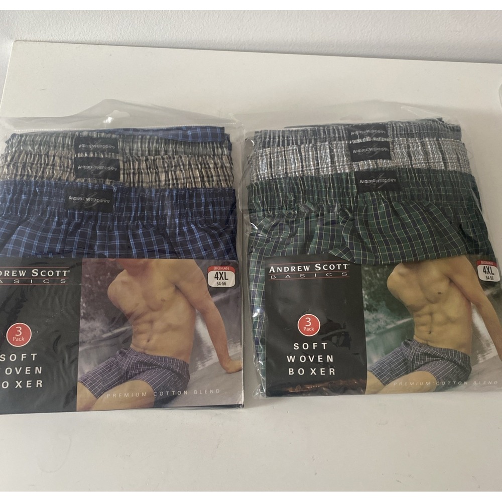 Andrew Scott  2 Packs Of 3 Soft Woven Boxes Bigman 4XL 54-56 Random Color